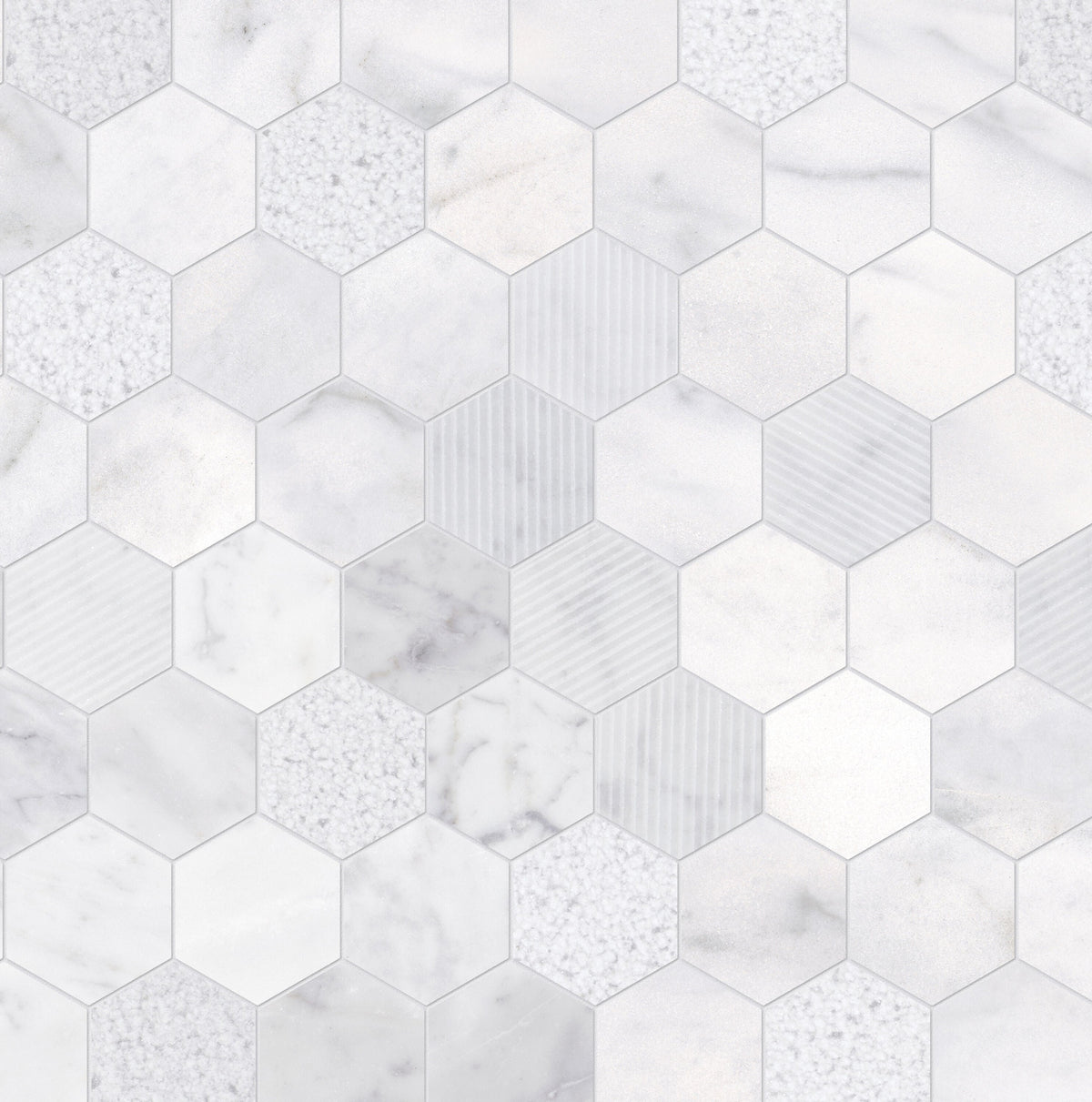 Satori Carrara 12-in x 12-in Multi-finish Natural Stone Look Hexagon Mosaic Floor and Wall Tile (0.96-sq. ft/ Piece)
