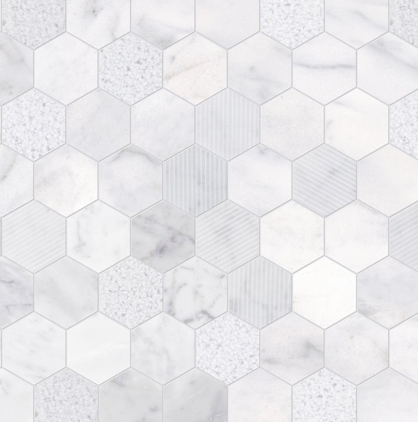 Satori Carrara 12-in x 12-in Multi-finish Natural Stone Look Hexagon Mosaic Floor and Wall Tile (0.96-sq. ft/ Piece)