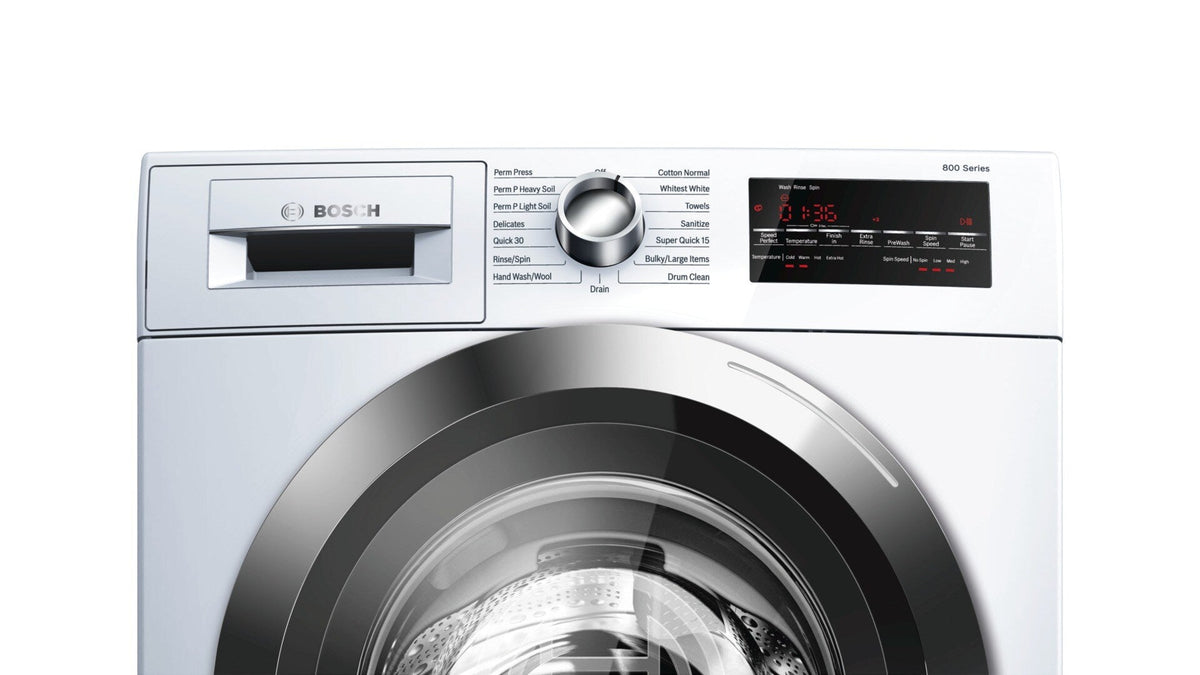 Bosch 800 Series 2.2-cu ft High-Efficiency Stackable Front-Load Washer, White with Chrome Trim, ENERGY STAR