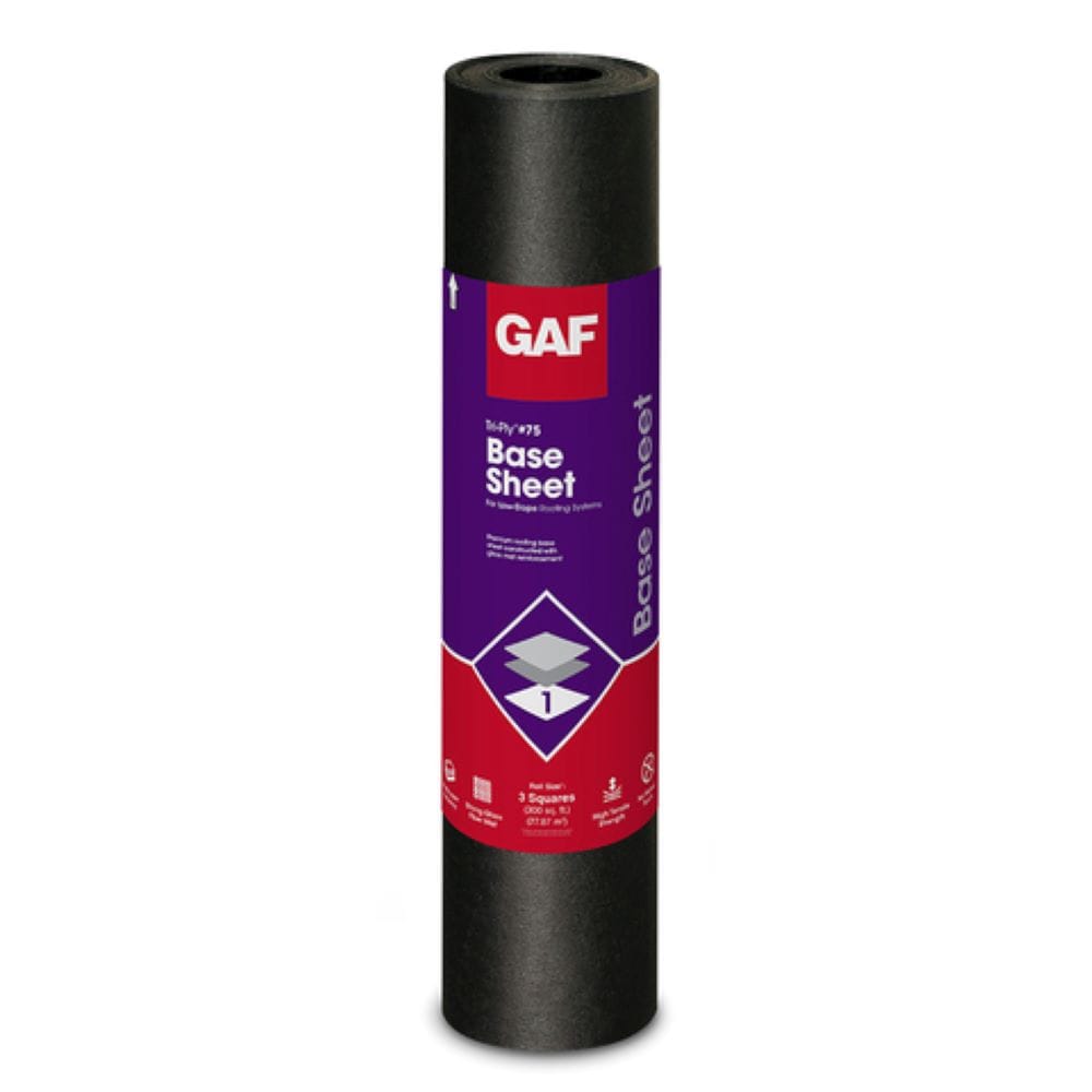 GAF Tri-Ply #75 Base Sheet Roll Roofing, 3.3-ft x 97.5-ft, 300-sq ft Coverage