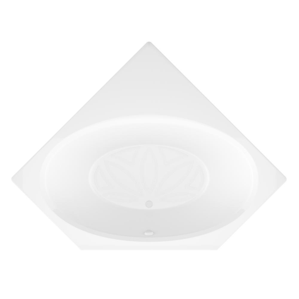 Mali 5 ft. Acrylic Center Drain Corner Drop-in Non-Whirlpool Bathtub in White - Super Arbor