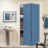 JELD-WEN Madison 24-in x 80-in Blue Heron 1-Panel Square Prefinished Molded Composite Bifold Door (Hardware Included)