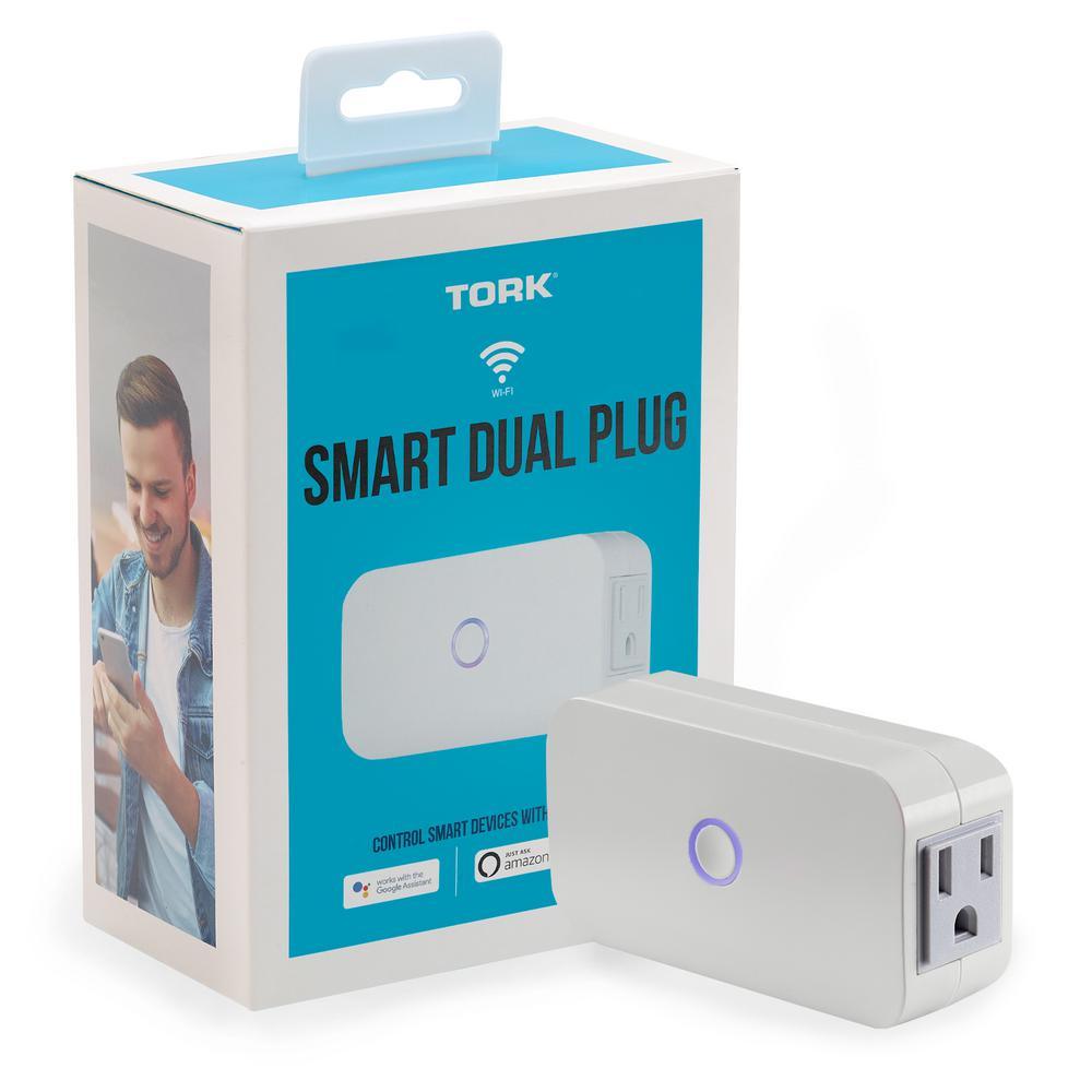 Smart Dual Plug Indoor Wi-Fi 3-Prong 2-Outlets Amazon Alexa and Google Asst, Remote Access, Control/Scheduling - Super Arbor