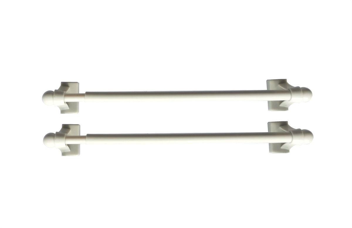 Project Source 2-Pack 7-in to 14-in White Plastic Magnetic Single Curtain Rod with Finials