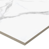 Satori Statuario 12-in x 24-in Polished Porcelain Marble Look Floor and Wall Tile (1.93-sq. ft/ Piece)