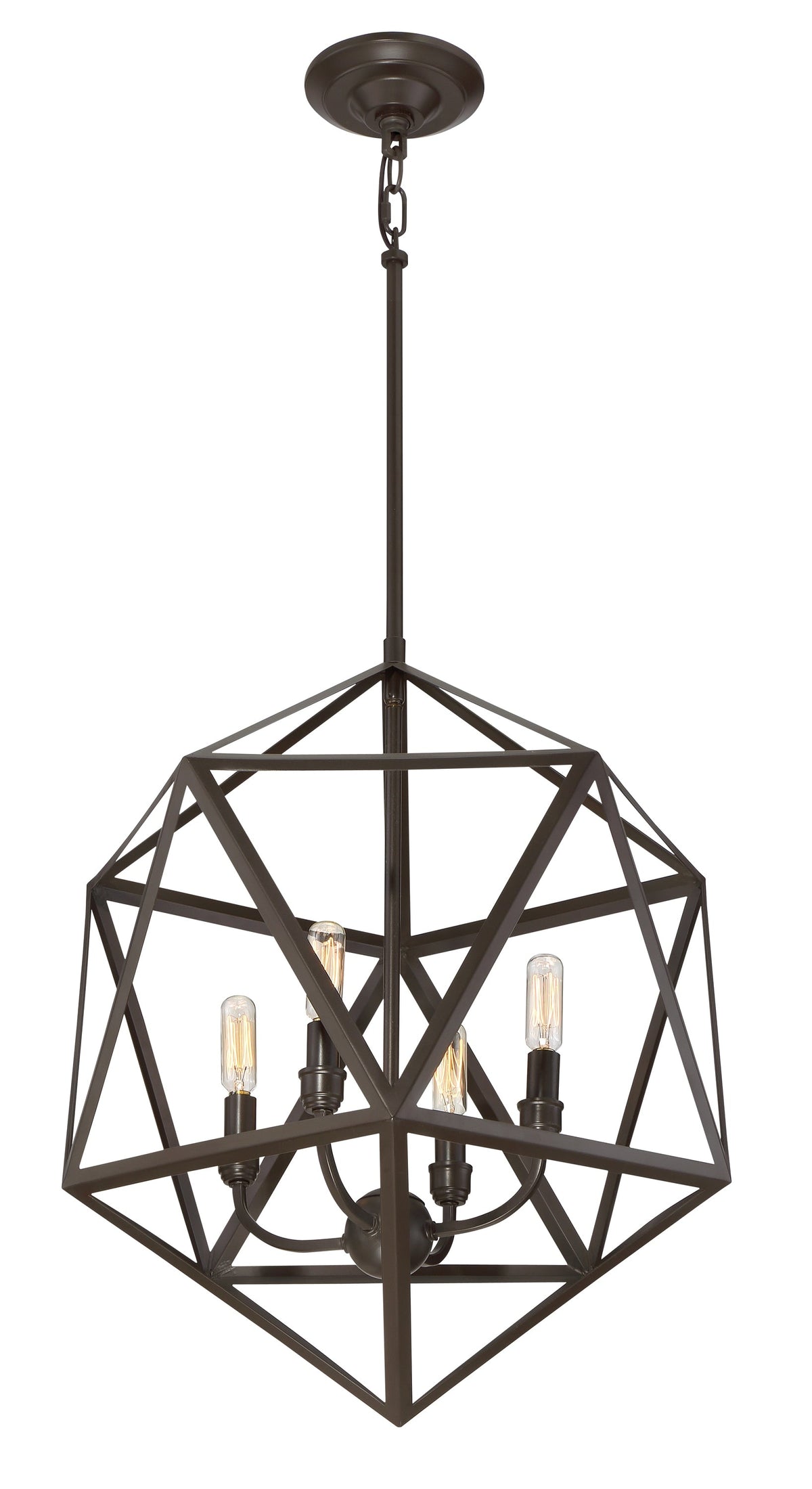 Quoizel Liberty Park Bronze Industrial Geometric 4-Light Pendant Light, 18-in W x 22-in H