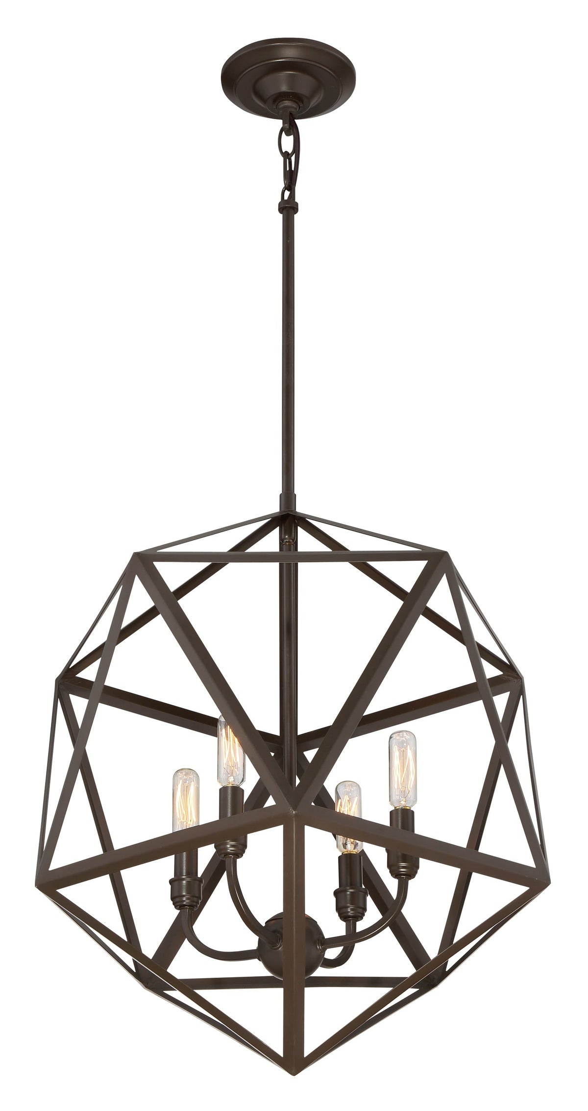 Quoizel Liberty Park Bronze Industrial Geometric 4-Light Pendant Light, 18-in W x 22-in H