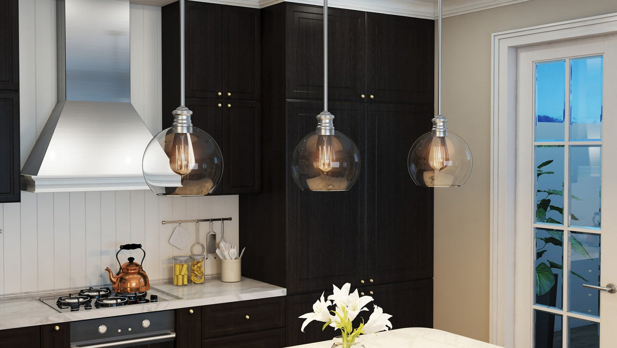 Quoizel Soho Brushed Nickel Industrial Clear Glass Bowl Pendant Light