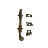 8 in. Heavy-Duty Solid Brass Matte Black Surface Bolt with Round Knob - Super Arbor