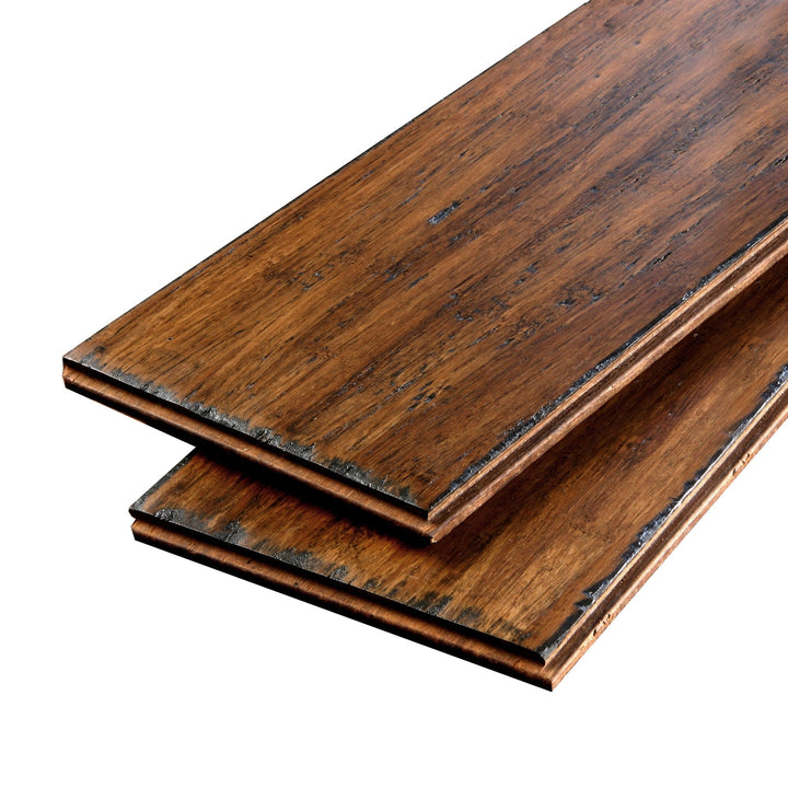 Cali Bamboo Fossilized Prefinished Antique Java Handscraped Solid Bamboo Hardwood Flooring Sample, 9/16-in x 5-3/8-in