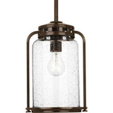 Progress Lighting Botta 7.75-in Small Lantern Pendant Light, Antique Bronze with Clear Seeded Glass