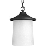 Progress Lighting Essential Black Transitional Etched Glass Lantern Pendant Light, 8-in x 11.5-in