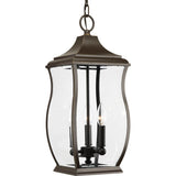 Progress Lighting Township 3-Light Oil Rubbed Bronze Beveled Glass Lantern Pendant, 19.75-in H x 8-in W, Indoor/Outdoor