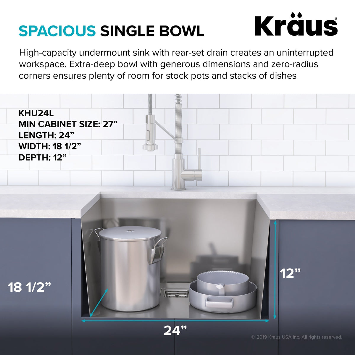Kraus Stainless Steel Undermount Laundry Sink 18.5" x 24"