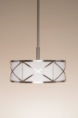 Kichler Edenbrook Brushed Nickel Modern/Contemporary Etched Glass Drum Pendant Light, 17-in