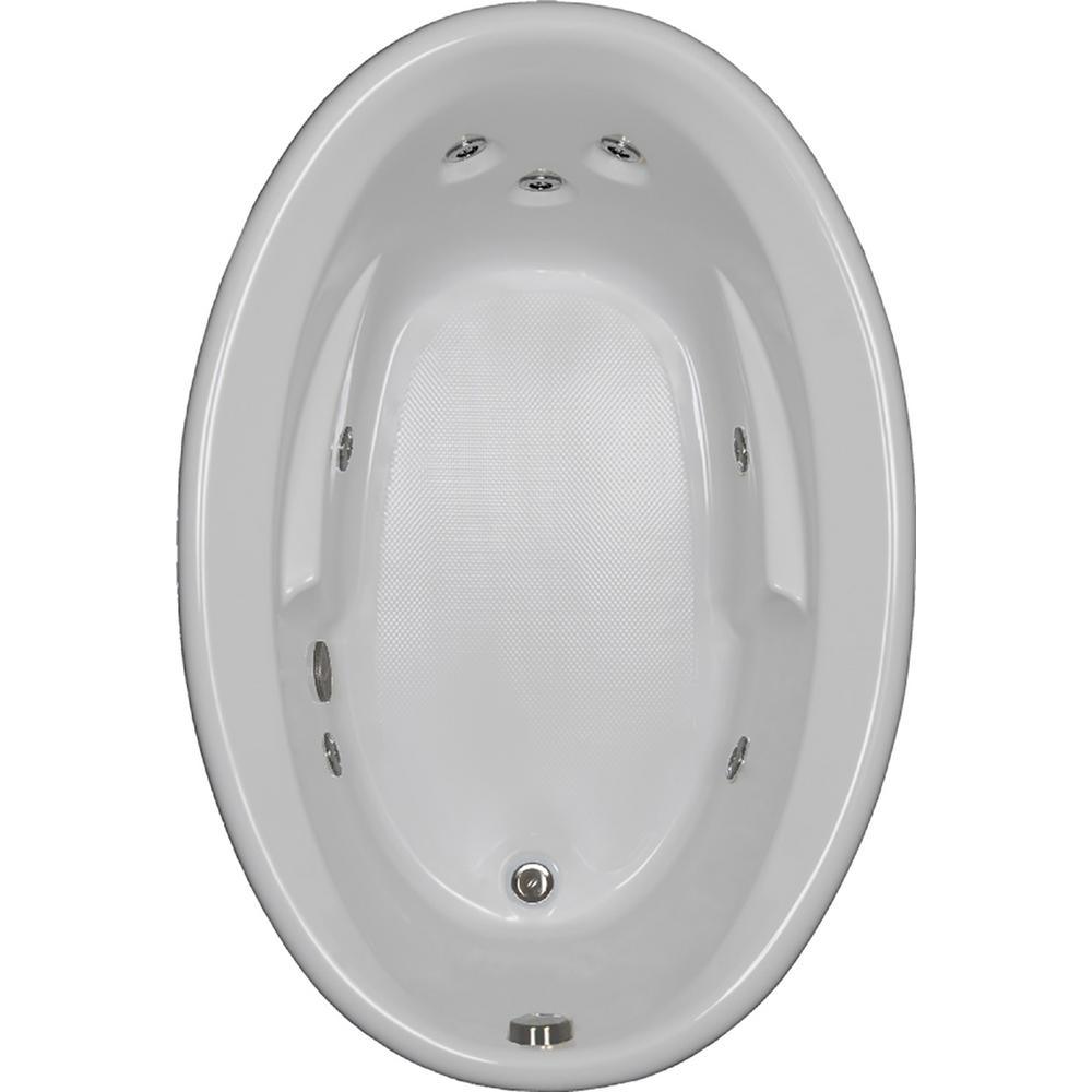 60 in. Oval Drop-in Whirlpool Bathtub in White - Super Arbor