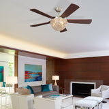 Harbor Breeze Parklake 52-in Brushed Nickel Indoor Ceiling Fan with Crystal Light Kit & Remote, 5-Blade
