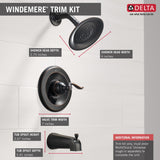 Delta Windemere Oil-Rubbed Bronze 1-Handle Bathtub and Shower Faucet Trim Kit, 6-in Showerhead