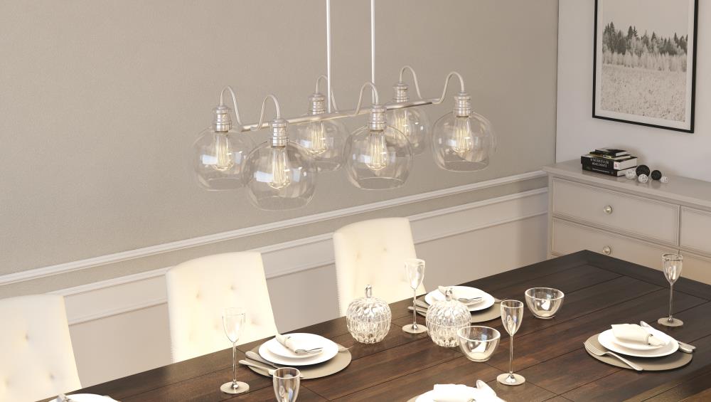 Quoizel Soho Brushed Nickel Transitional Kitchen Island Light, 33.125-in Width