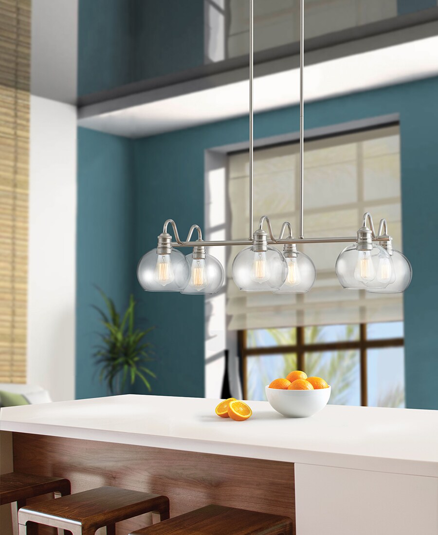 Quoizel Soho Brushed Nickel Transitional Kitchen Island Light, 33.125-in Width