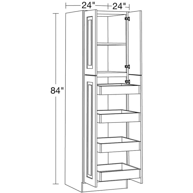 Home Decorators Collection Grayson 24 in. W x 24 in. D x 84 in. H Assembled Plywood Pantry Kitchen Cabinet in Pacific White with 4ROT Soft Close