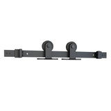 78 in. Black Solid Steel Sliding Rolling Barn Door Hardware Kit for Single Wood Doors with Routed Floor Guide - Super Arbor