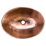Premier Copper Products Oval Wired Rim Hammered Copper Vessel Sink in Polished Copper