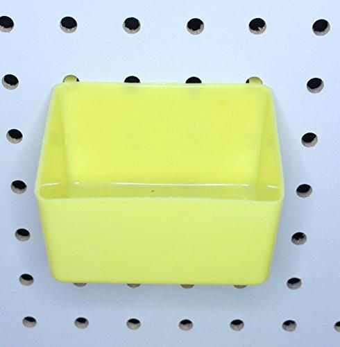 PEG BOARD Yellow Plastic Part Bins  Hooks to Peg Tool Board - Workbench Pegboard Holder 10 PACK