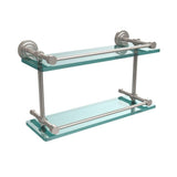 Dottingham 16 in. L x 8 in. H x 5 in. W 2-Tier Clear Glass Bathroom Shelf with Gallery Rail in Polished Nickel - Super Arbor