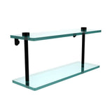 16 in. L x 8 in. H x 5 in. W 2-Tier Clear Glass Vanity Bathroom Shelf in Satin Brass - Super Arbor