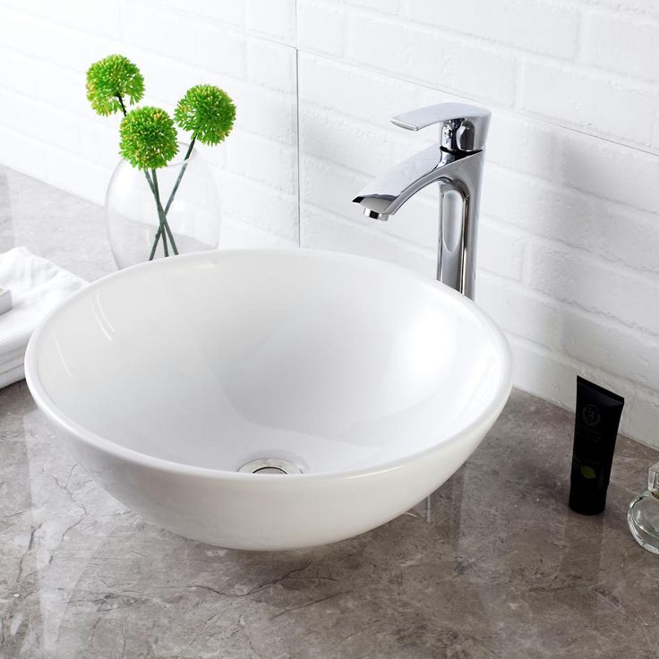 LORDEAR 16 in. x 16 in. Vessel Sink Modern Bathroom Above Round Bowl in White Porcelain Ceramic Vessel Vanity Sink Art Basin