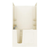 Rampart Nova Heated 5 ft. Walk-in Whirlpool Bathtub with 6 in. Tile Easy Up Adhesive Wall Surround in Biscuit - Super Arbor