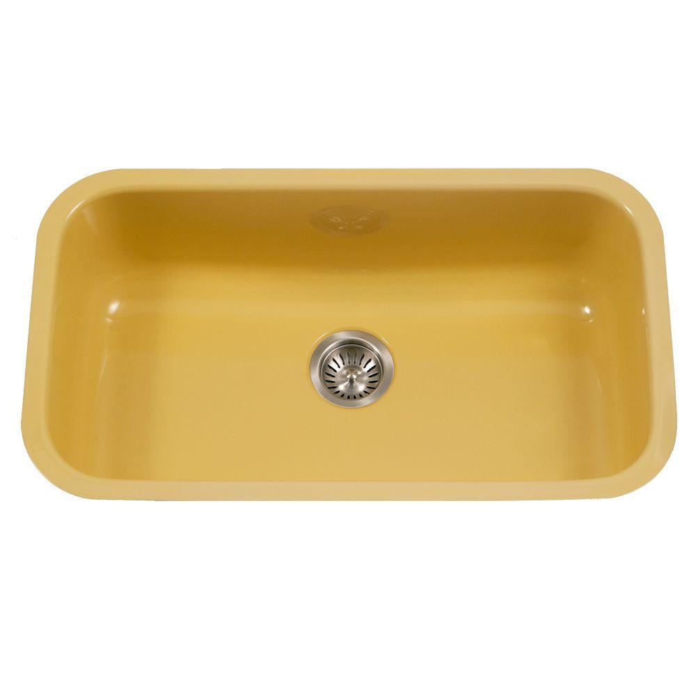 Porcela Series Undermount Porcelain Enamel Steel 31 in. Large Single Bowl Kitchen Sink in White - Super Arbor