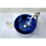 Meno Series Deco-Glass Vessel Sink in Lustrous Blue - Super Arbor