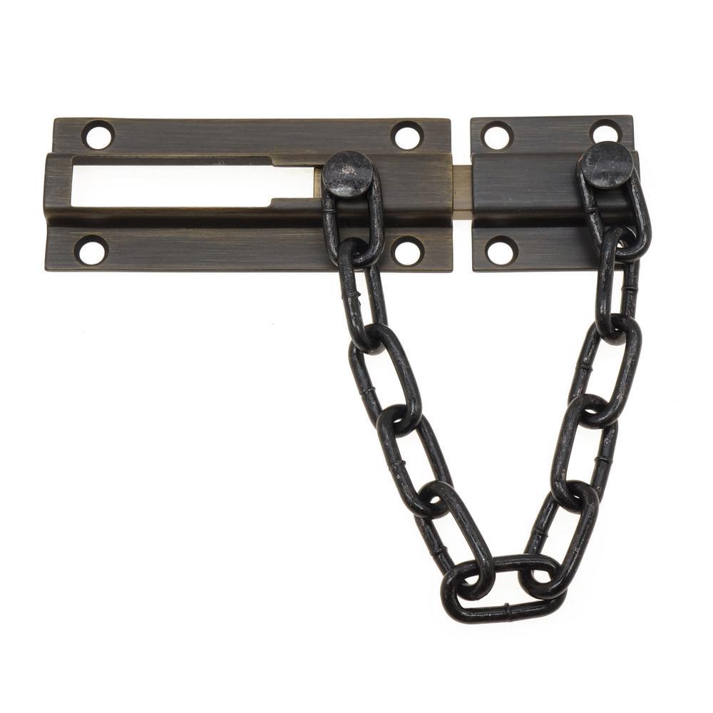 Solid Brass Chain Bolt Guard in Satin Nickel - Super Arbor