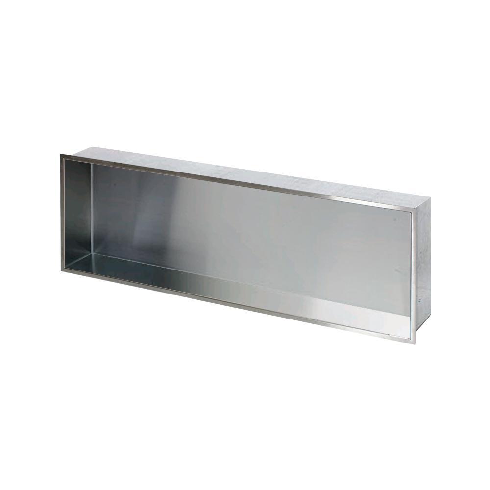 Storage Pod 34.5 in. x 14 in. 18-Gauge Stainless Steel Shower Niche - Super Arbor