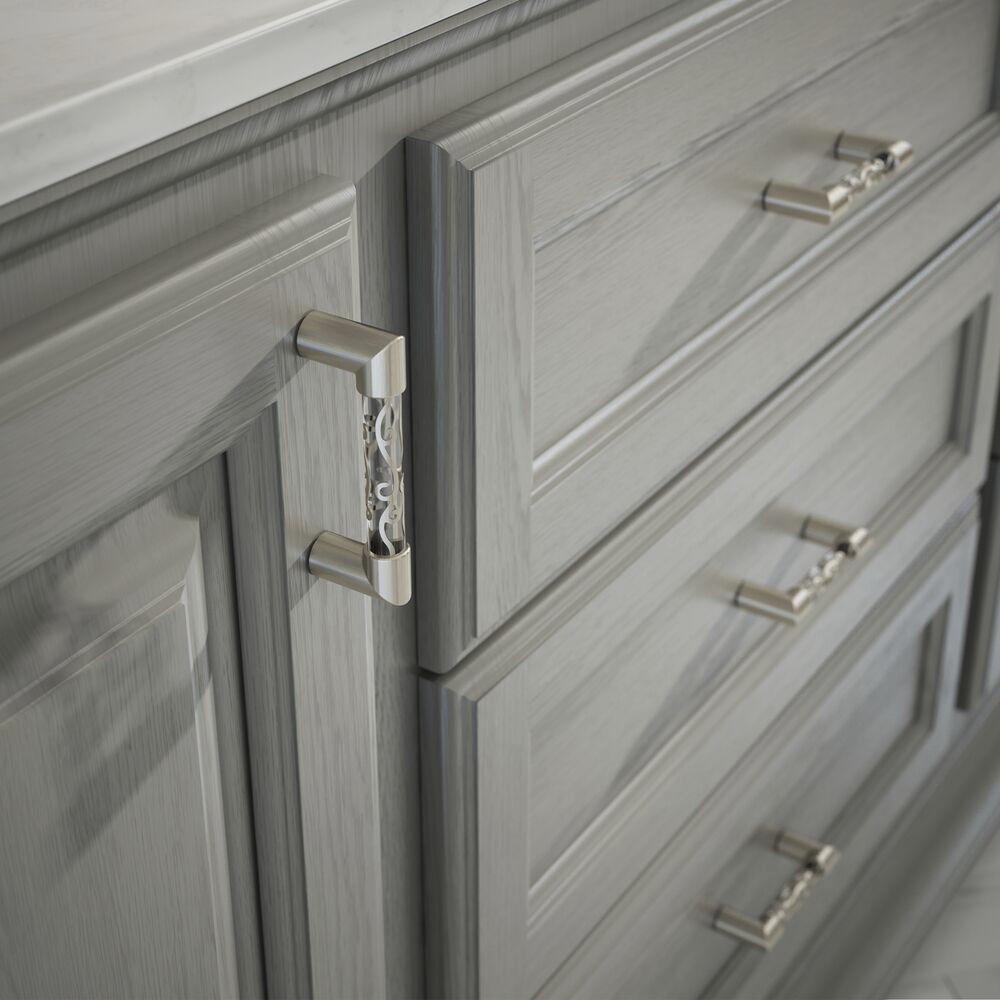 Crystal Lace 3 in. (76 mm) Center-to-Center Satin Nickel and Clear Glass Drawer Pull - Super Arbor