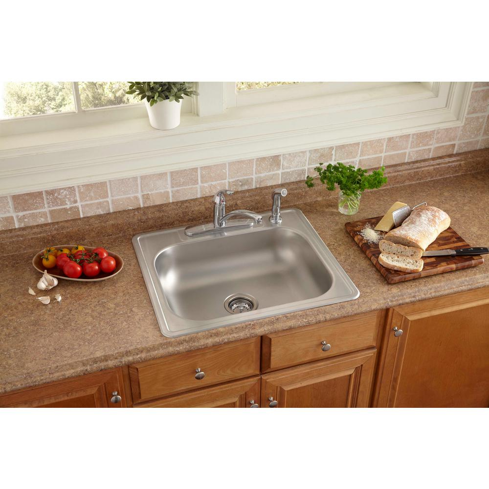 All-in-One Drop-In Stainless Steel 25 in. 4-Hole Single Bowl Kitchen Sink - Super Arbor