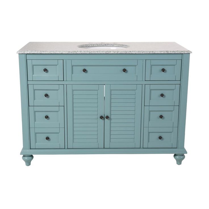 Hamilton Shutter 25 in. W x 22 in. D Bath Vanity in Sea Glass with Granite Vanity Top in Grey