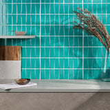 Colorplay Steps Teal Green 4.5x18 3D Crackled Glossy Ceramic Tile