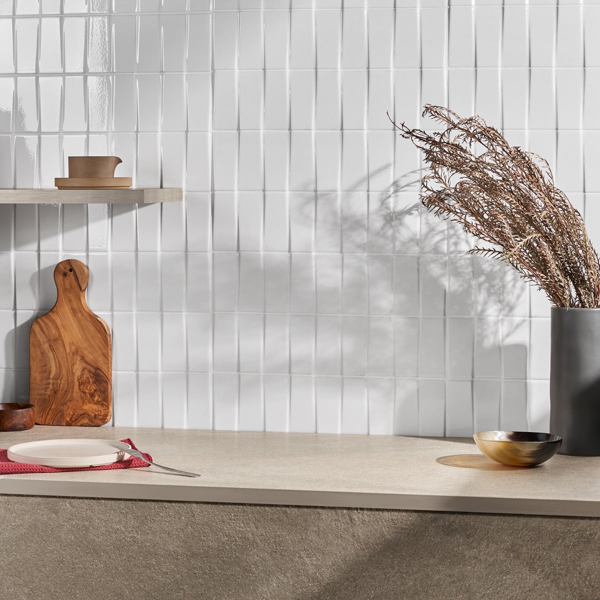 Lux Tile Colorplay Steps White 4.5x18 3D Glossy Crackled Ceramic Tile