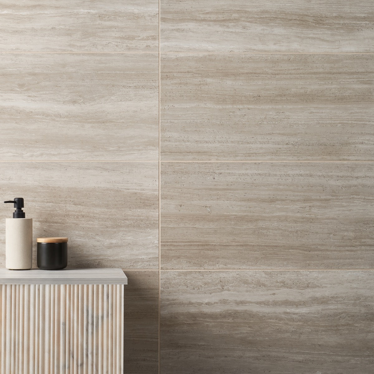 Nashville Taupe Beige 12x24 Travertine Look Matte Porcelain Tile