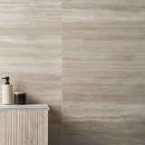 Nashville Taupe Beige 12x24 Travertine Look Matte Porcelain Tile