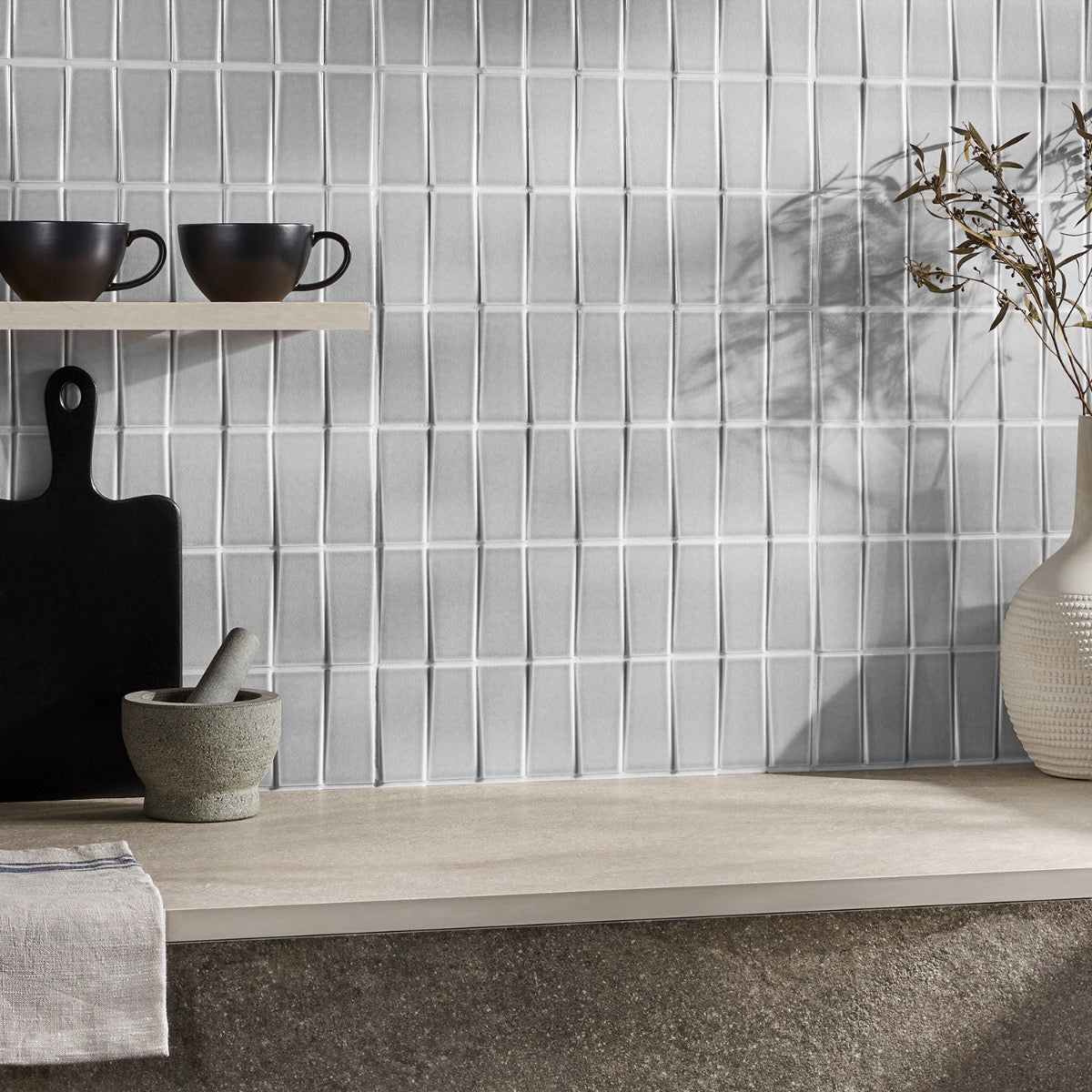 Tilebar Colorplay Steps Gray 4.5x18 3D Crackled Glossy Ceramic Tile