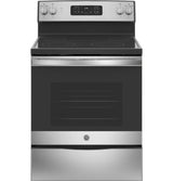 GE 30-in Smooth Surface 4 Elements 5.3-cu ft Self-Cleaning Freestanding Electric Range (Stainless Steel)