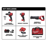 M18 FUEL 18-Volt Lithium-Ion Brushless Cordless Combo Kit (3-Tool) w/(2) 5Ah Batteries, Charger & Tool Bag - Super Arbor
