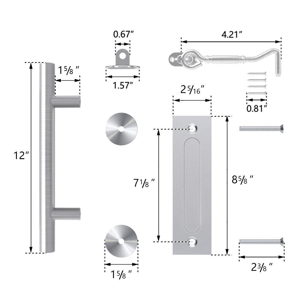 12 in. Stainless Steel Ladder Sliding Barn Door Handle with Hook Lock Latch - Super Arbor