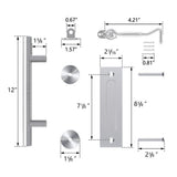 12 in. Stainless Steel Ladder Sliding Barn Door Handle with Hook Lock Latch - Super Arbor