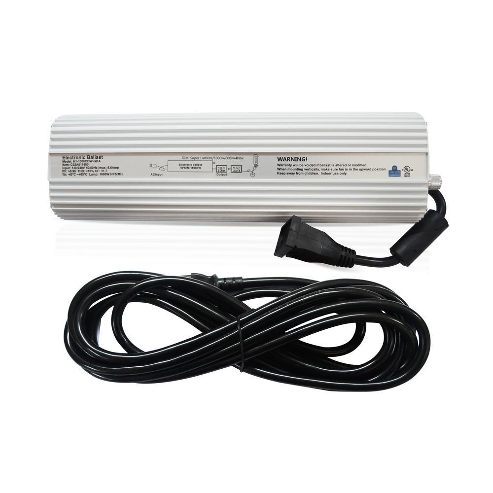 1000-Watt Double Ended HPS 120/240-Volt Grow Light System with DE XXL Open Hood Grow Light Reflector - Super Arbor