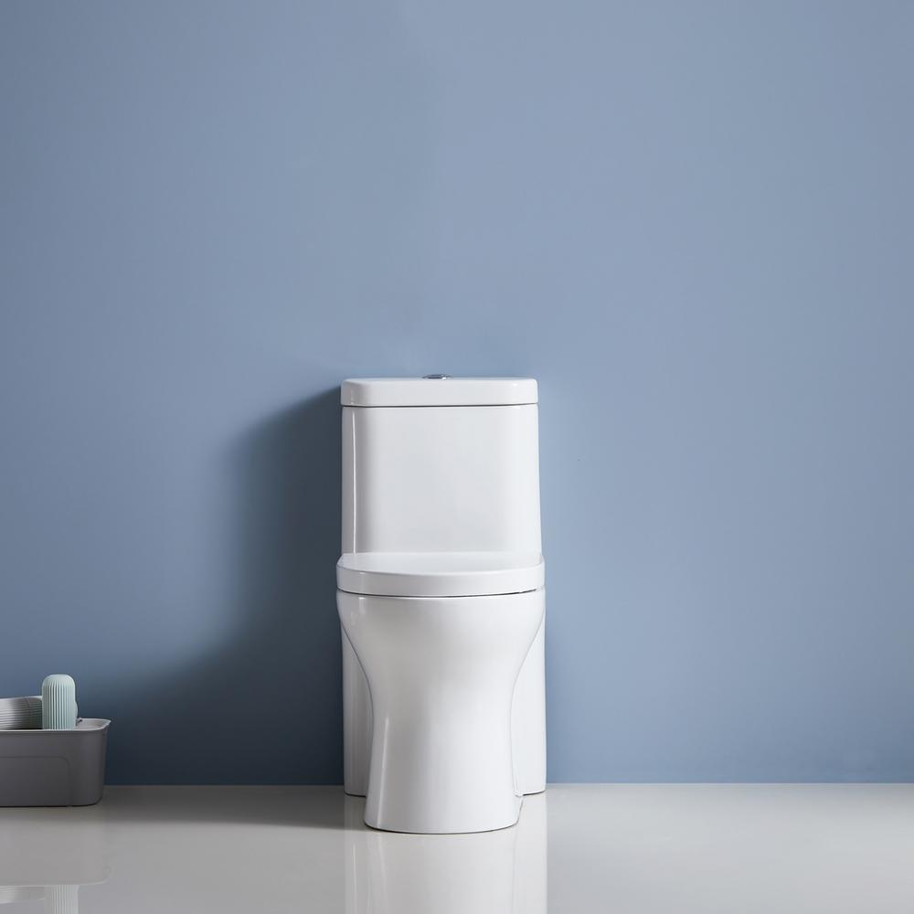 12 in. Rough-In 1-piece 1.1/ 1.6 GPF Dual Flush Round Siphonic Jet Toilet in White, Seat Included - Super Arbor